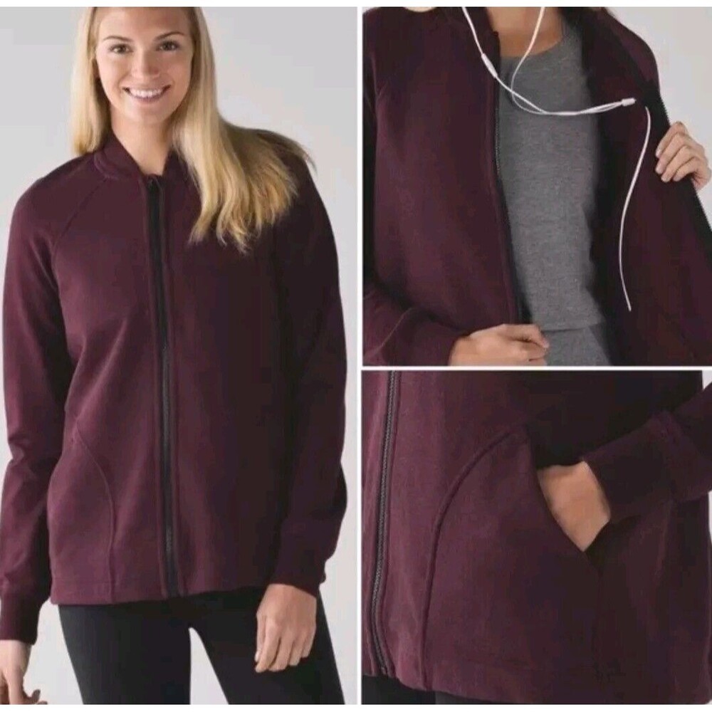 Lululemon Pleat To Street Bomber JACKET Soulcycle Bordeaux Drama‎ Women's Size 6